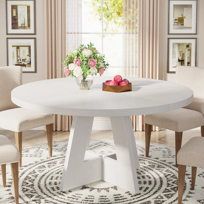 Farmhouse Round Dining Table for 4, 47 Inch
