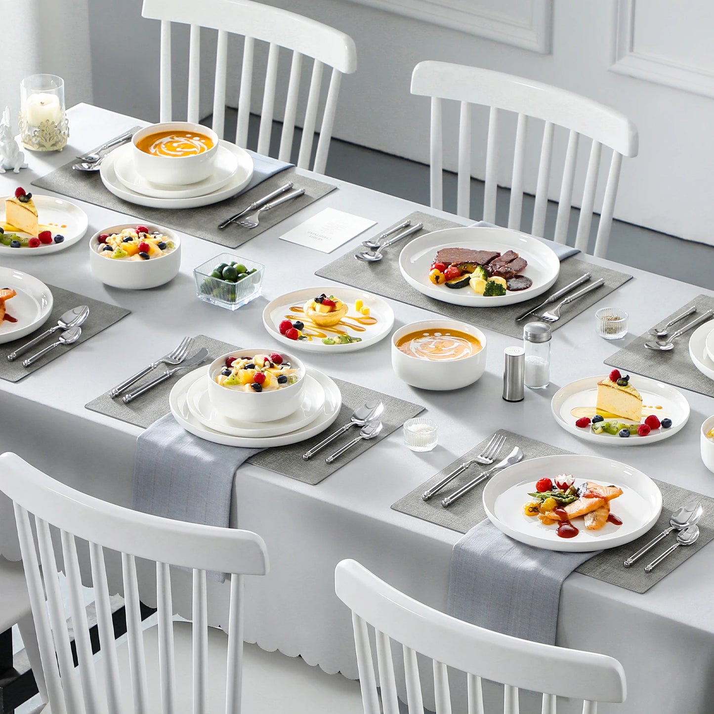 MALACASA 18/36-Piece Ceramic Set with 6/12 Pcs