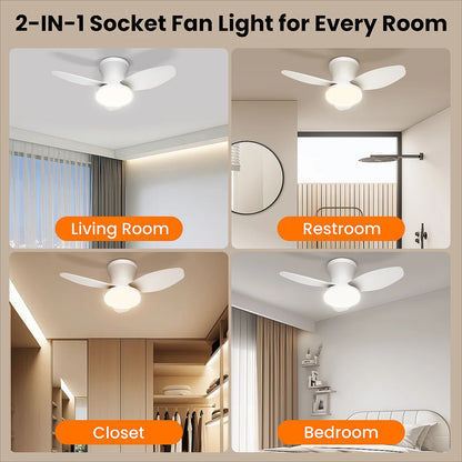 Three Leaf Ceiling Fan with Light & Remote Control