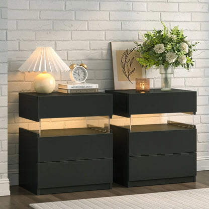 Bedside Tables  Set With LED Lighting