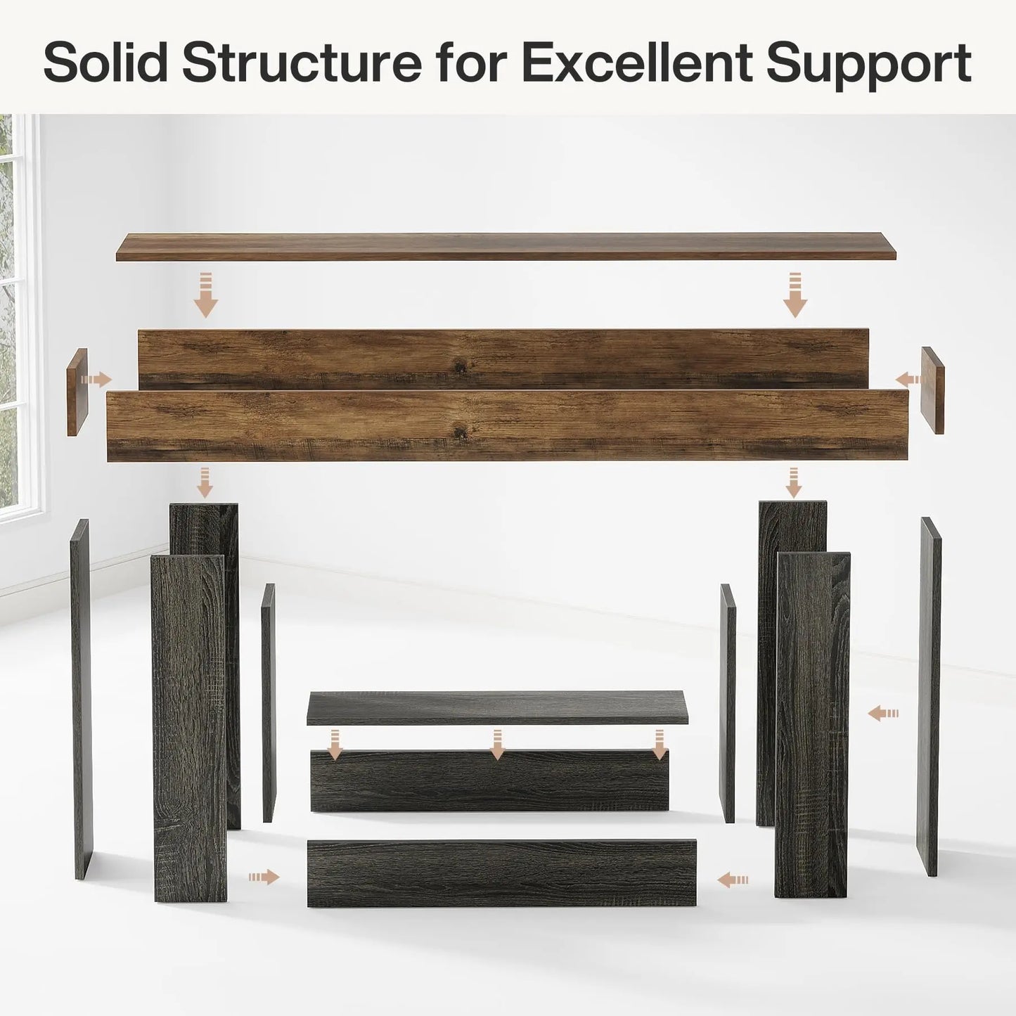 63" Console Table, Farmhouse Entryway Table