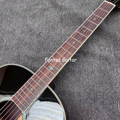 Custom Sunburst 41 Inch J-45s Herringbone Binding Acoustic Guitar Solid Spruce Top SOLID Back Side