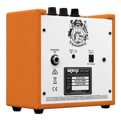 Orange Crush Mini Portable Guitar Amplifier Combo 3 Watts Gain/Tone Adjustable Headphone Output Speaker Output