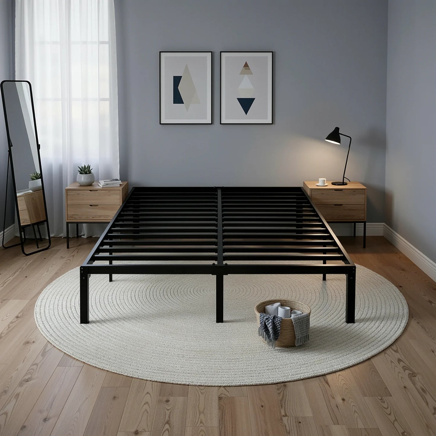 Heavy-Duty Metal Bed Frame With Storage