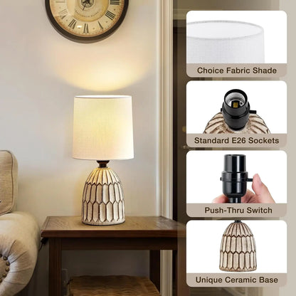 Set Of 2 Farmhouse Ceramic Table Lamps