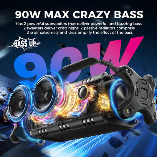 W-KING Bluetooth Speaker, 90W Peak Waterproof