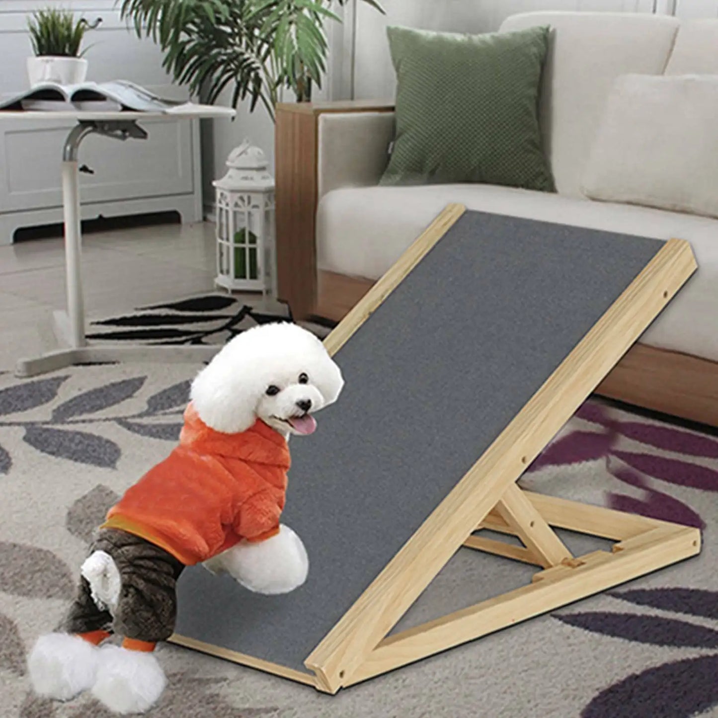 Height-Adjustable Wooden Pet Ramp