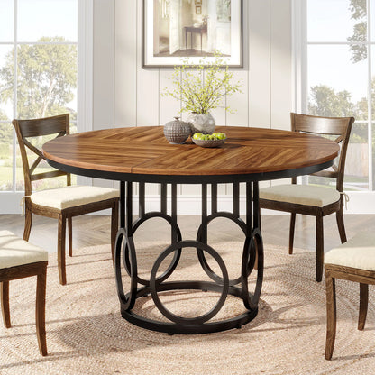 47" Farmhouse Round Dining Table For 4 People