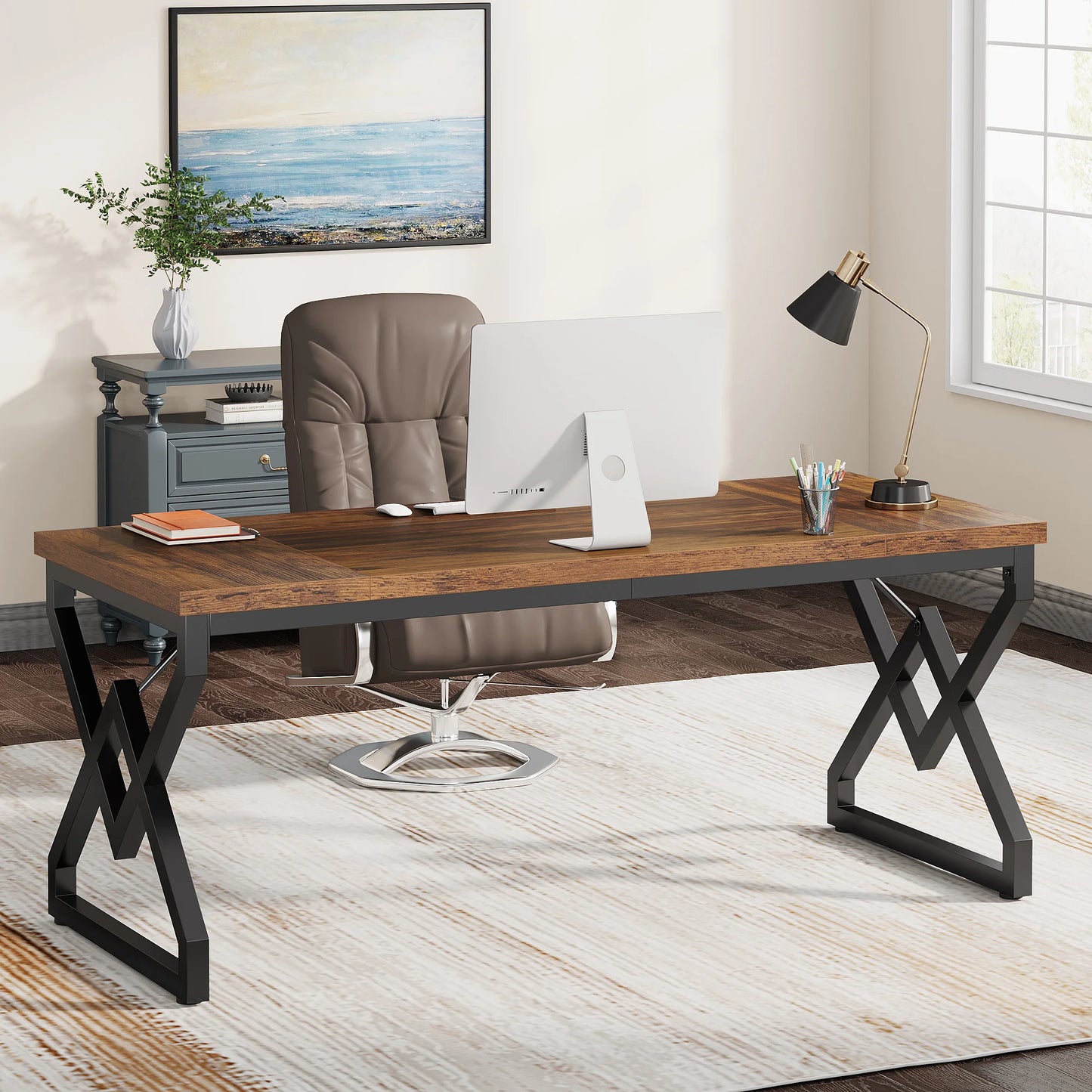 63" Large Industrial Executive Desk