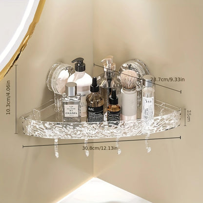 1pc Water Ripple Bathroom Suction Cup Triangle Shelf