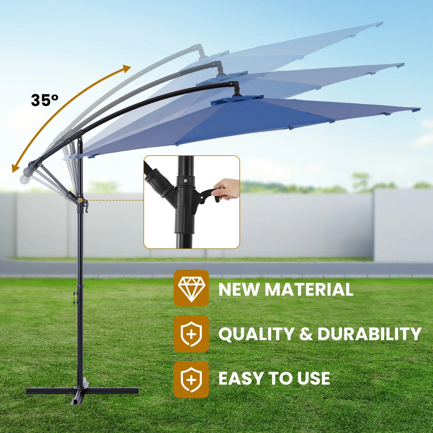 JHK 10FT Outdoor Patio Umbrella Hanging Cantilever