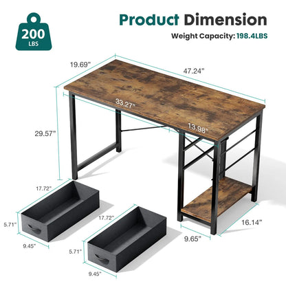 47IN Computer Desk with 2 Drawers