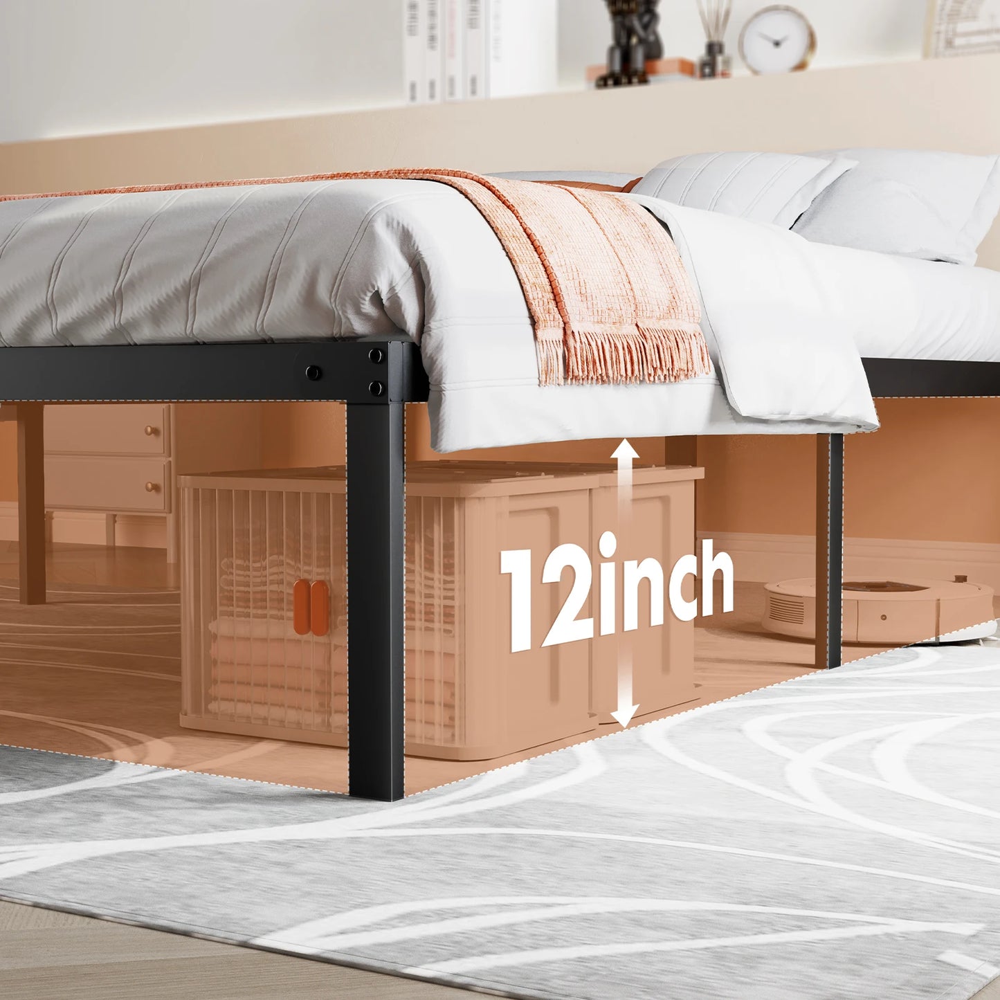 Metal Platform Bedroom Frames with Storage