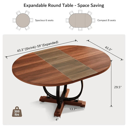 59'' Extendable Round Dining Table