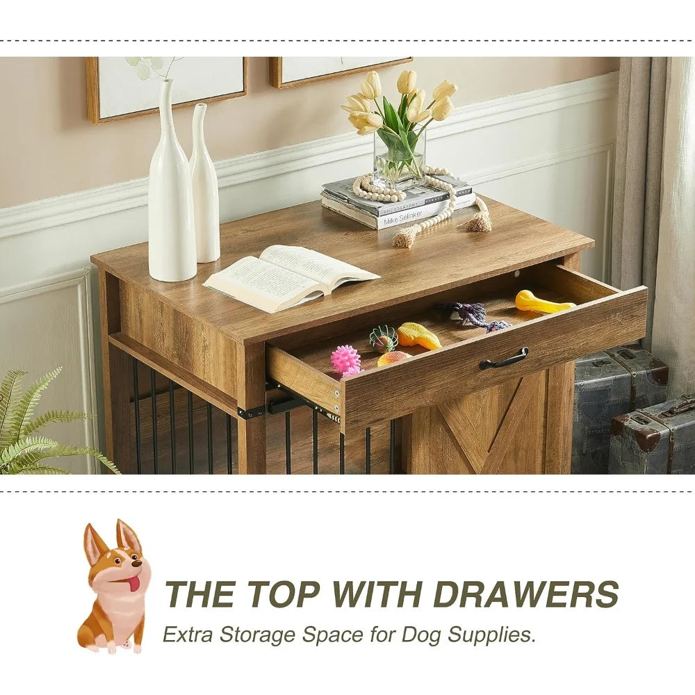 Large Dog Crate Furniture With Sliding Door