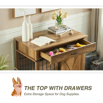 Large Dog Crate Furniture With Sliding Door