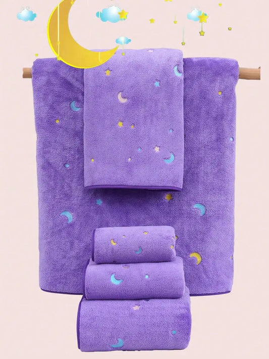 Purple Coral Fleece Towel Set