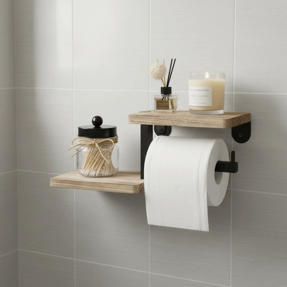 Wooden Wall Mounted Toilet Paper Holder