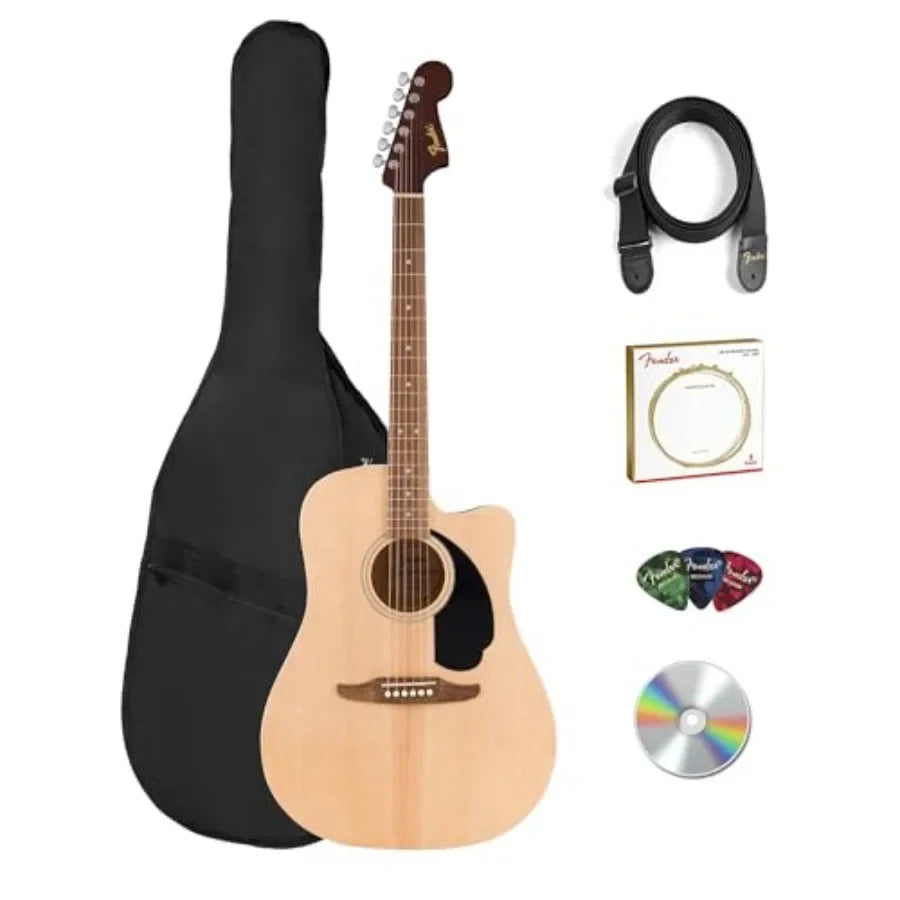 Dreadnought acoustic-electric guitar for live performance and practice, solid spruce top with mahogany back/sides, natural fini