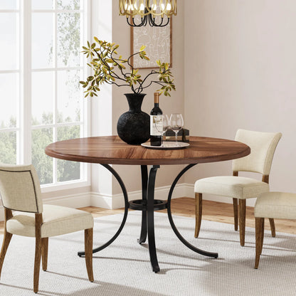 47" Farmhouse Round Dining Table For 4 People