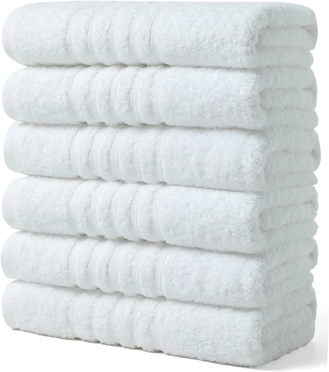 6-Pack 100% Cotton Bath Towels, 24x48 Inches