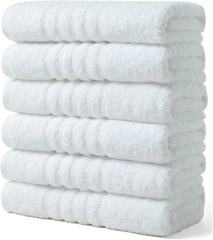 6-Pack 100% Cotton Bath Towels, 24x48 Inches