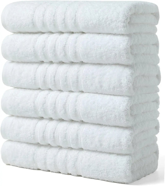 6-Pack 100% Cotton Bath Towels, 24x48 Inches