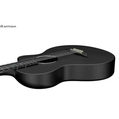 Acoustic guitar for beginners, carbon fiber body, black, ultra-thin 38-inch nylon-string 6-string with durability and lightweig