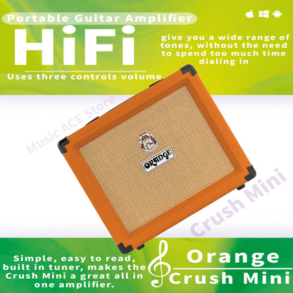 Orange Crush Mini Portable Guitar Amplifier Combo 3 Watts Gain/Tone Adjustable Headphone Output Speaker Output