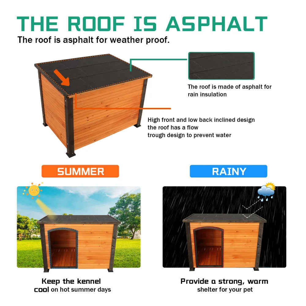 45"Dog House Outdoor Wooden Kennel
