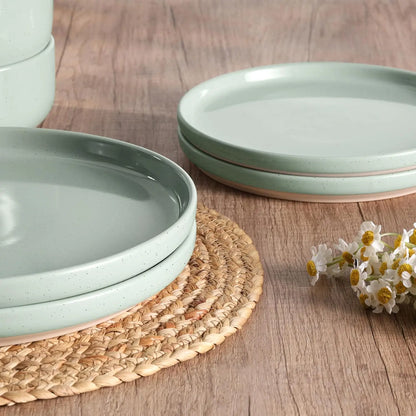 Stoneware Dinnerware Set Speckled Asparagus Green