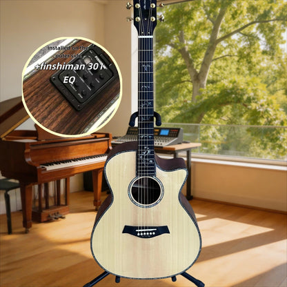 Acoustic Guitar 914 Model41Inch Angular Spruce Solid  Ebony Fingerboard Natural Wood Color Scale Length 648mm Small-Waist Body