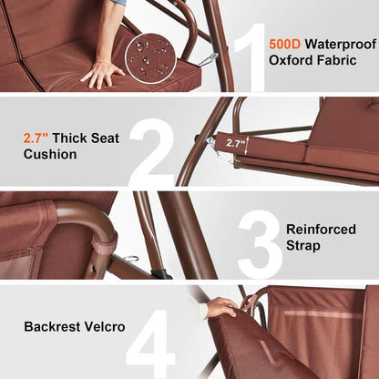 3-Seat Patio Swing Chair