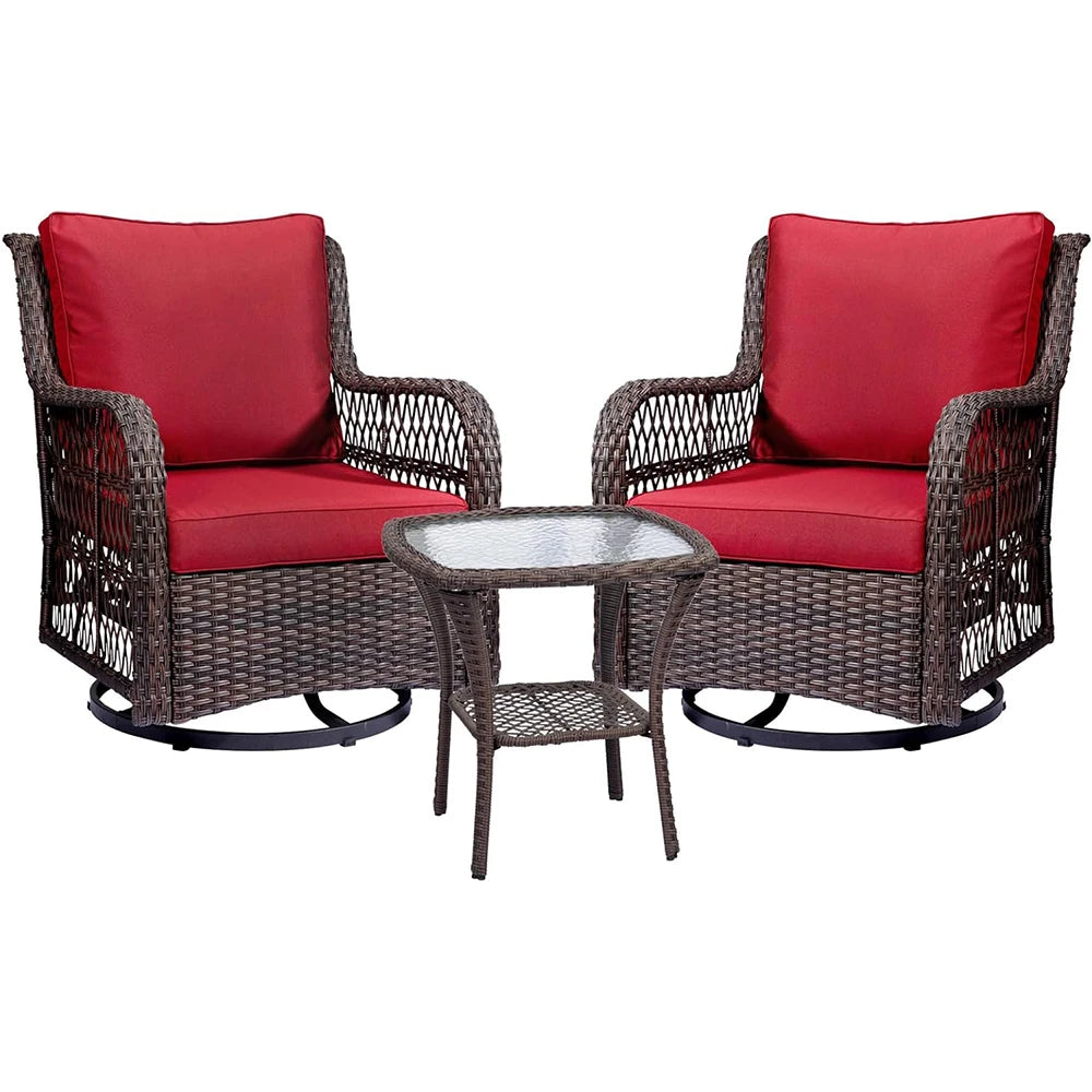 3-Piece Wicker Swivel Rocker Patio Set