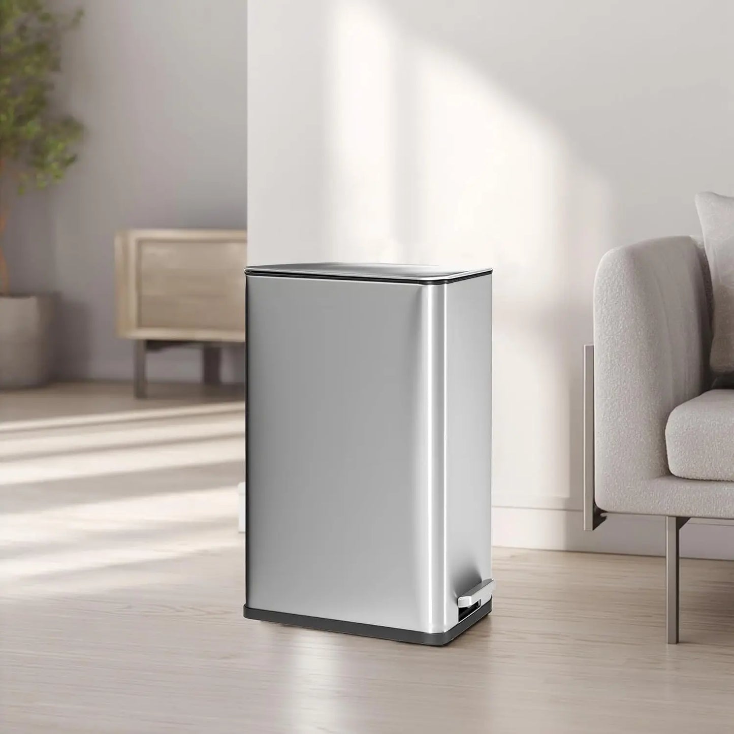 Anti-Slip Trash Can with Liner Lock System