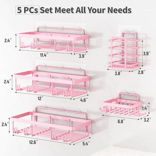 5-Pack Pink Shower Caddy Organizer