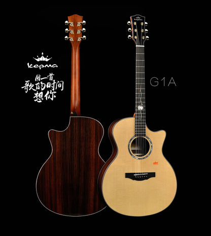 Kepma Guitar Acoustic 41 inch Solid Wood OM With Hard Case