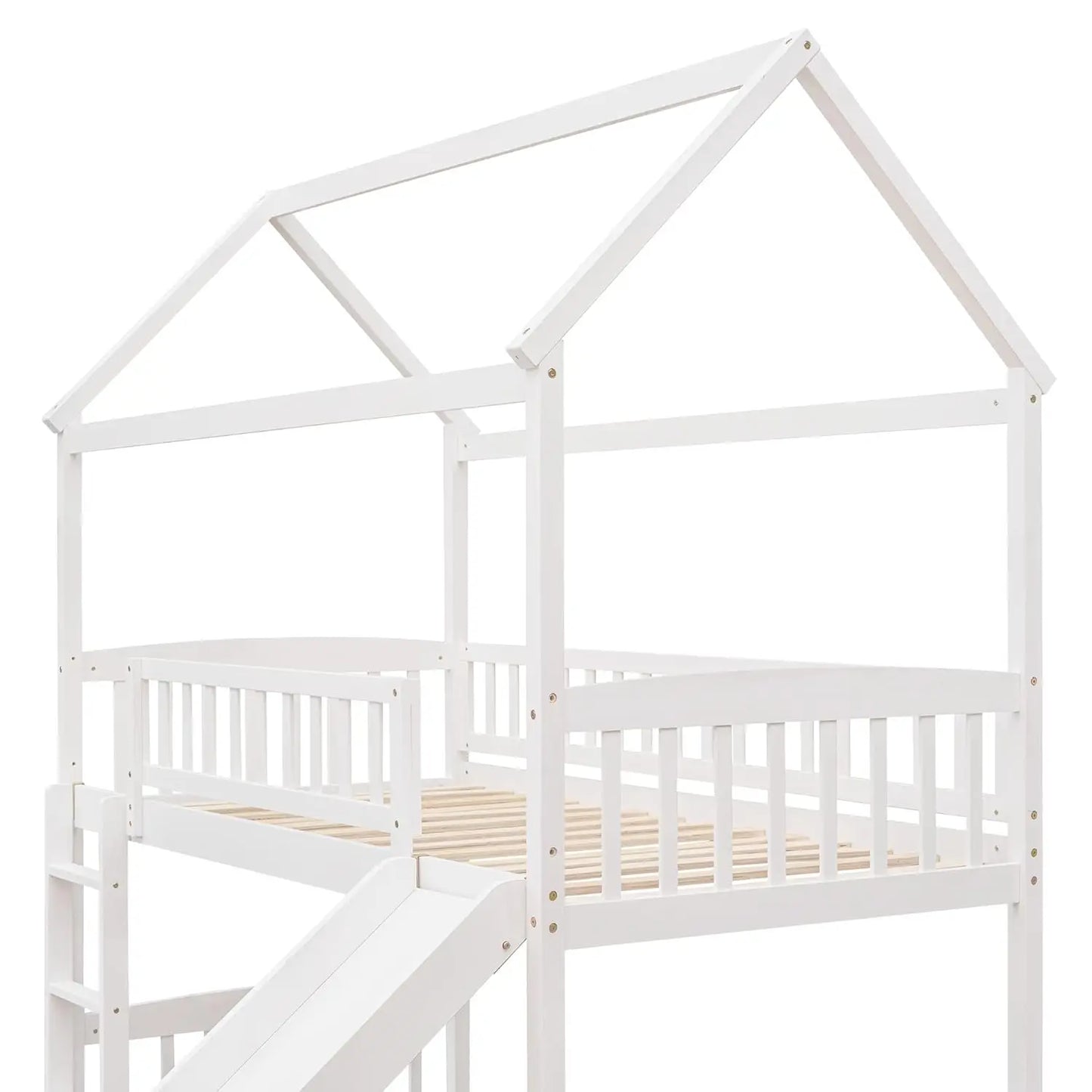 Twin Loft Bed With Slide For Kids