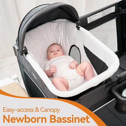 4 in 1 Baby Playards Bassinet & Changing Table