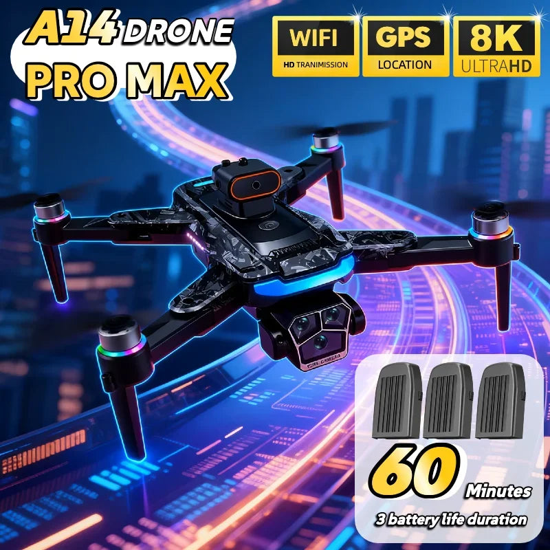 A14 Pro Max 8K Three Camera Obstacle Avoidance Quadcopter