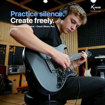 Smart electric guitar for live performance and home practice, carbon fiber body, black, built-in DSP effects with 4 presets, US