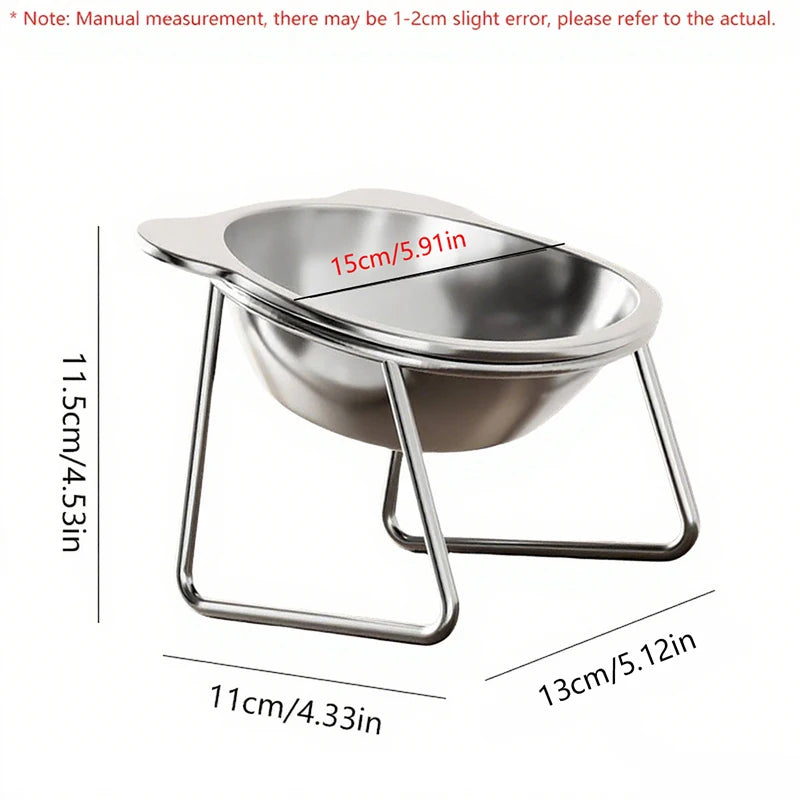 Tilted Cat Bowl Stainless Steel