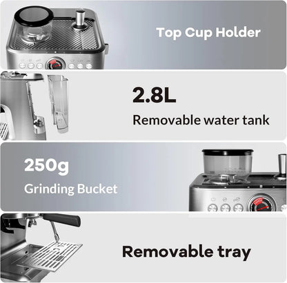 Espresso Latte Cappuccino Coffee Machines With Grinder