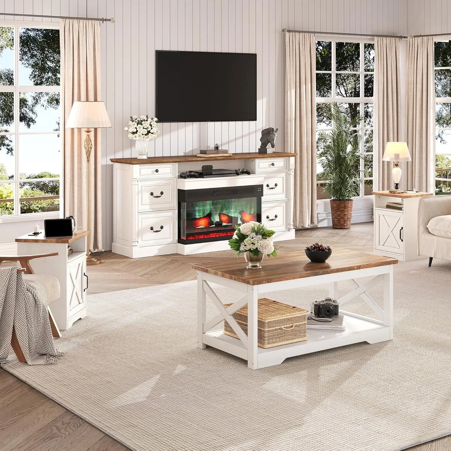 3-Piece Farmhouse Living Room Table Set