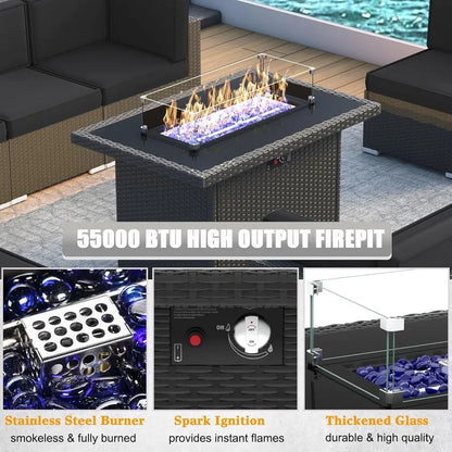 10-Piece Outdoor Wicker Rattan Patio Furniture Set