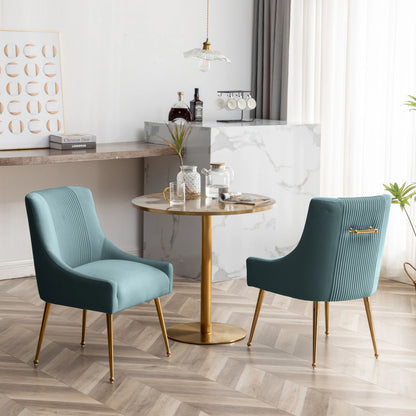 Modern Pleated Velvet Dining Chair Set Of 2