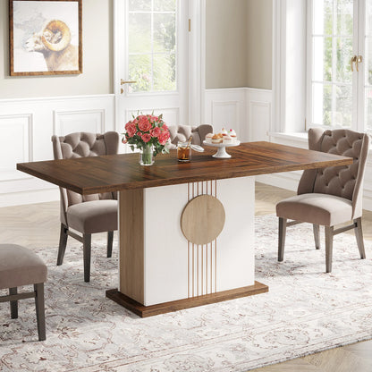 55" Farmhouse Wood Rectangular Dining Table