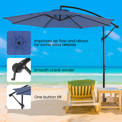 JHK 10FT Outdoor Patio Umbrella Hanging Cantilever