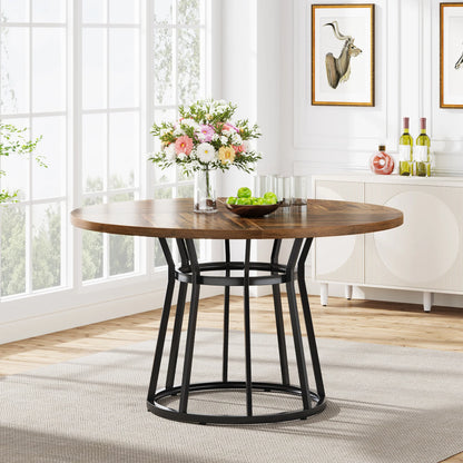 47" Farmhouse Round Dining Table For 4 People