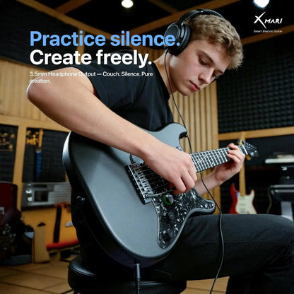 Enya XMARI Smart Electric Guitar: Carbon Fiber Body, Built-in DSP Effects (4 Presets), USB-C OTG Recording, Headphone Output. In